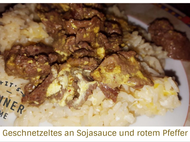 Geschnetzeltes an Sojasauce und rotem Pfeffer